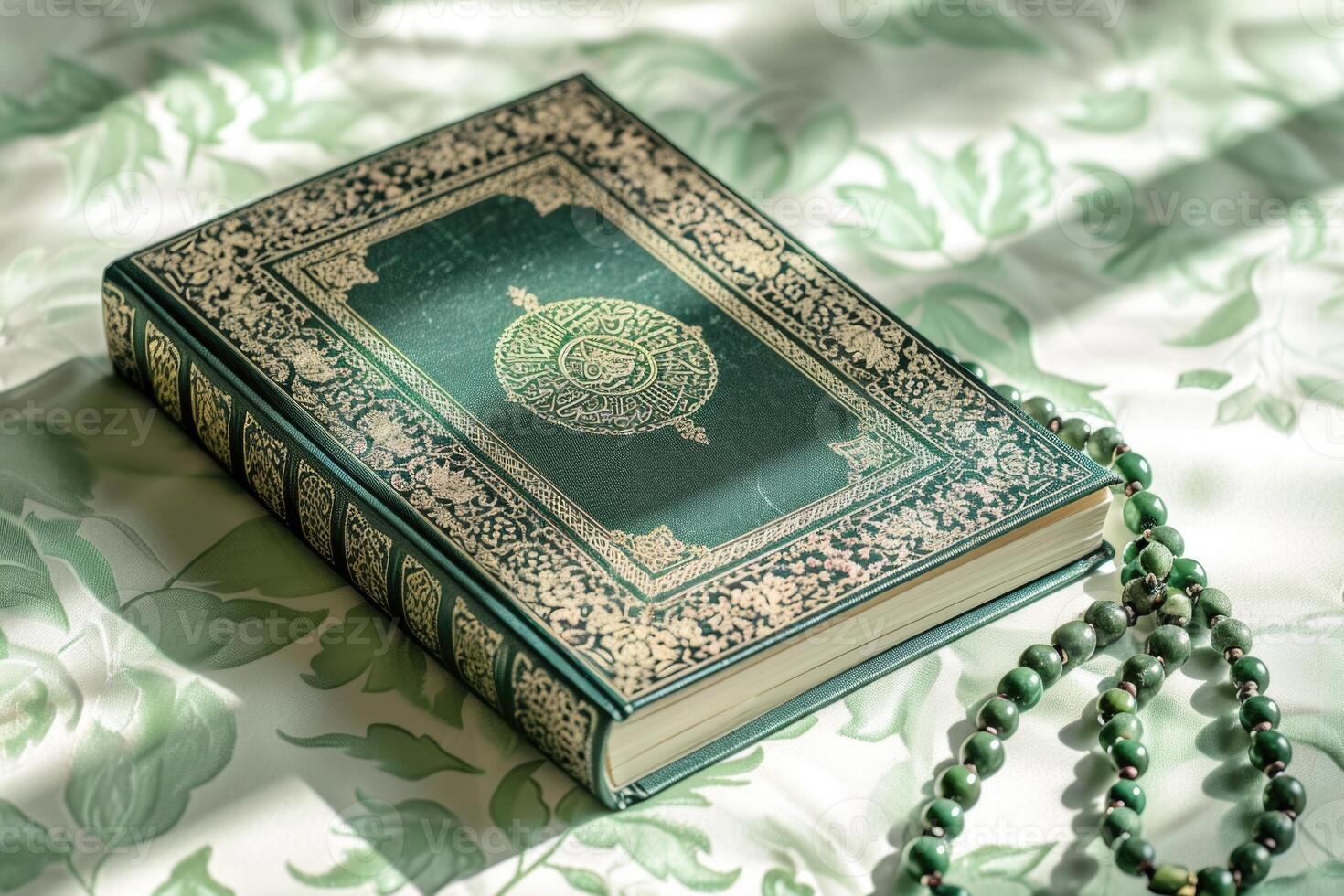 ai generado Corán y rosario rosario simbolizar Ramadán foto