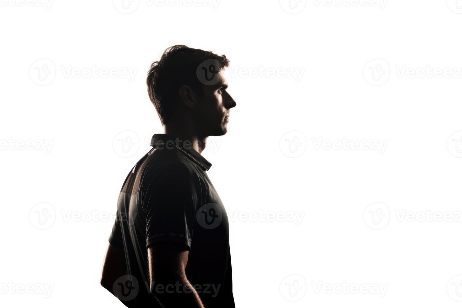 AI generated Cricket player in silhouette on white background photo