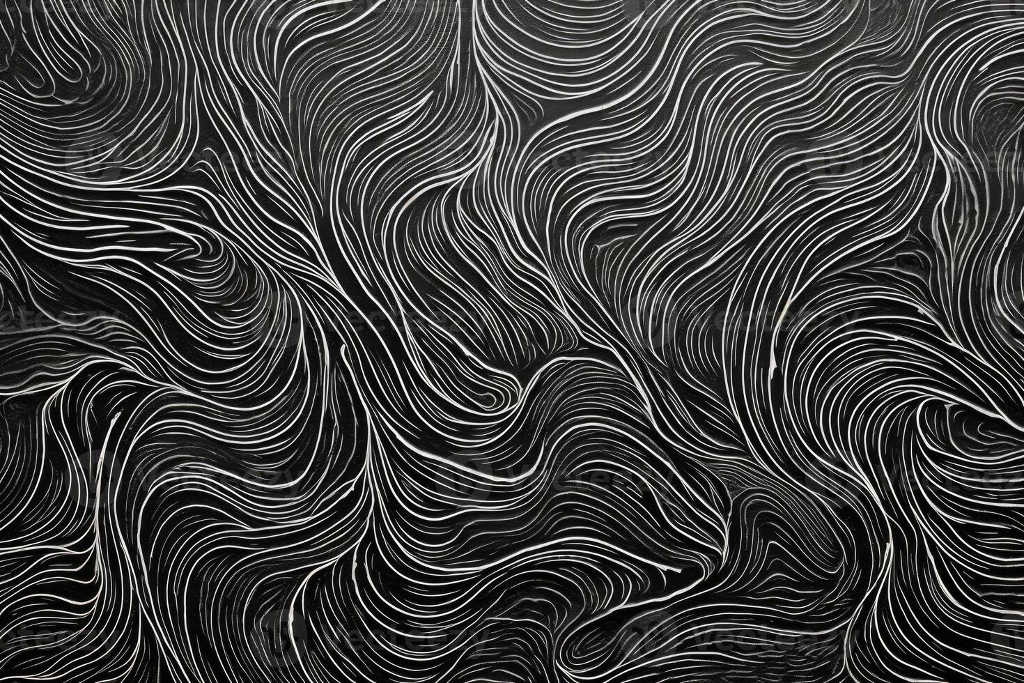 AI generated Black lino ink scan with linocutting texture on white paper. photo