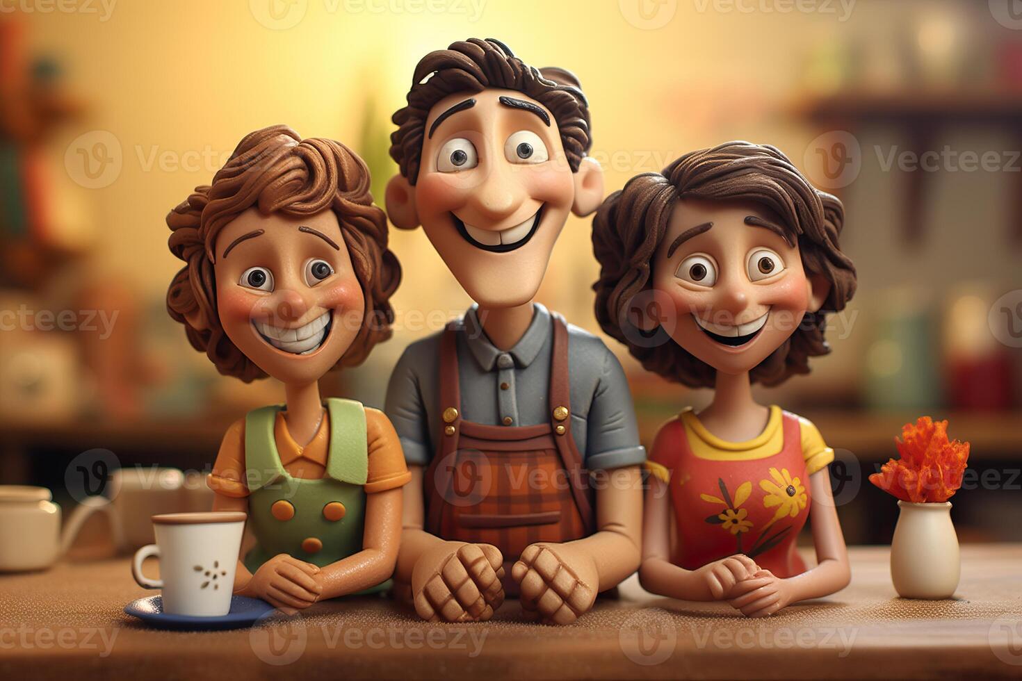 ai generado familia de Tres sonriente íconos foto