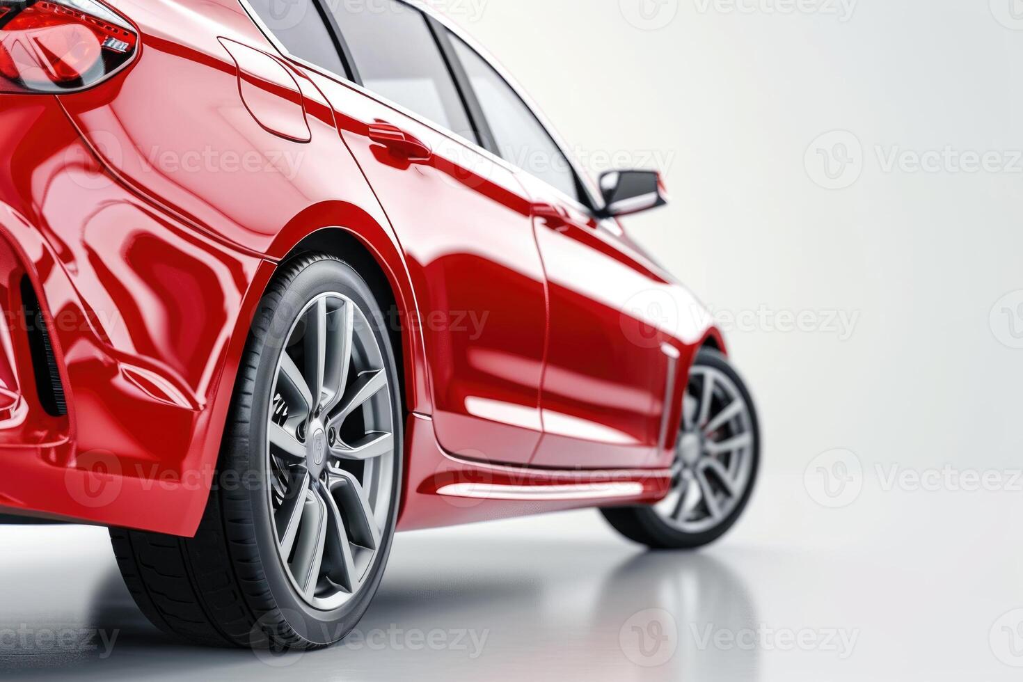 AI generated New car  sedan type in modern style. Copy space  banner composition. 3D illustration photo