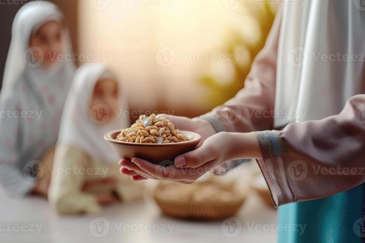 ai generado islámico concepto de dando a el pobre durante Ramadán. foto