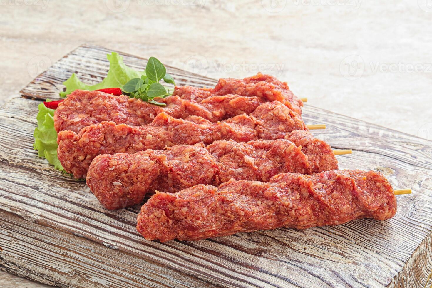 Raw beef kebab minced meat photo