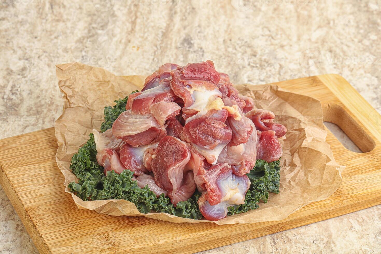 Raw chicken stomach for cooking photo