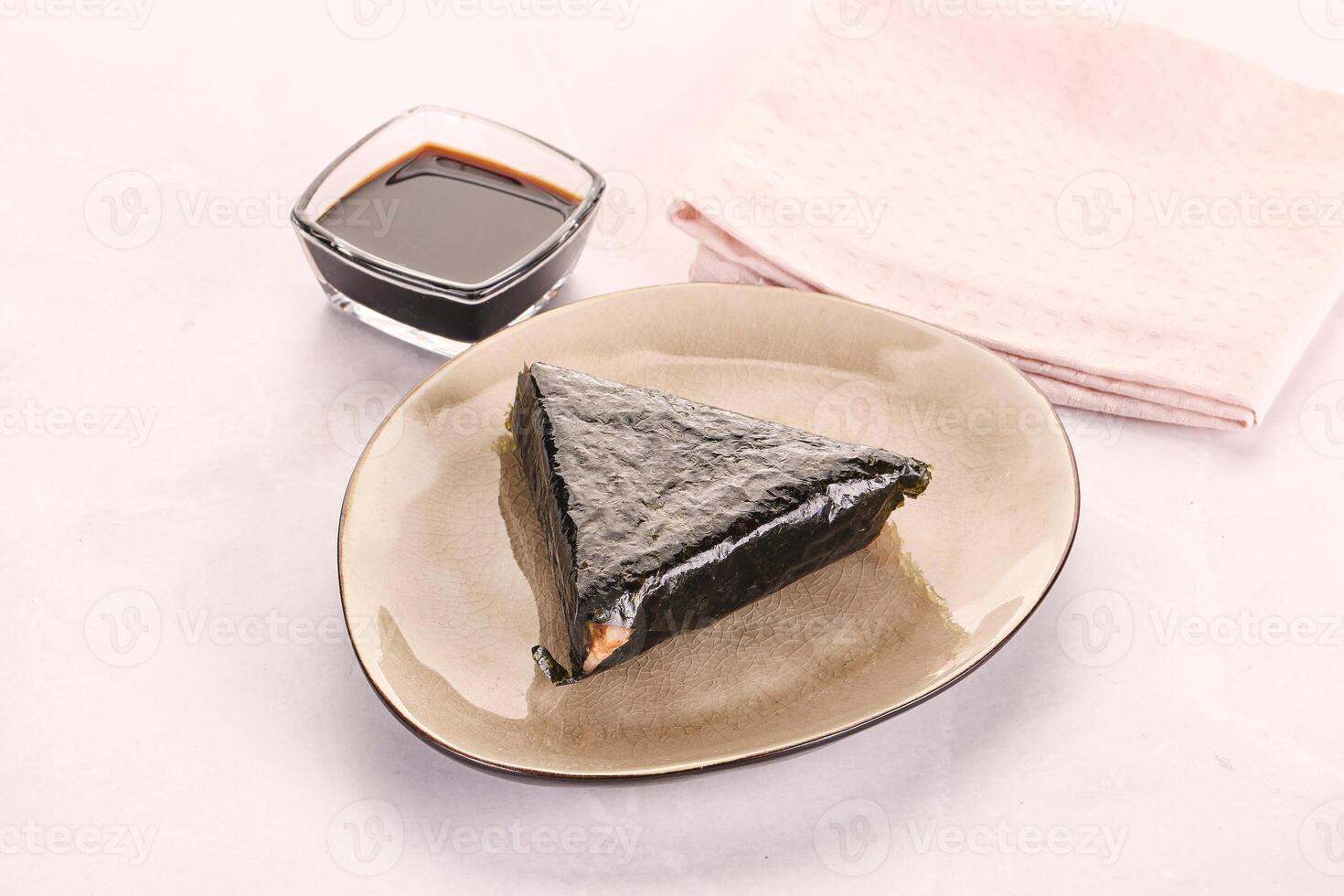 Japanese traditional onigiri with fish photo