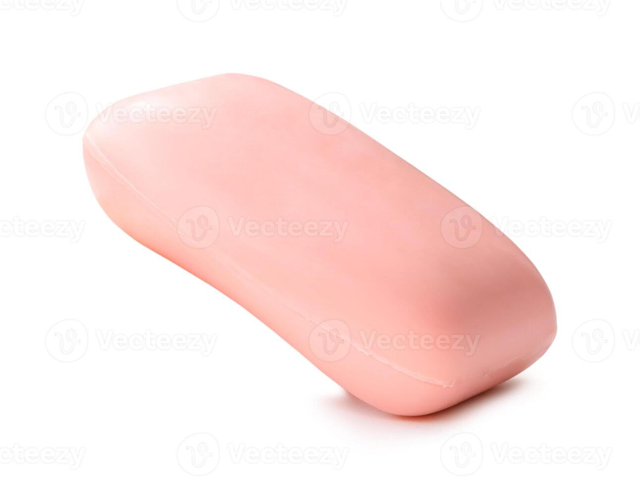 Front view of dry pink soap bar isolated on white background with clipping path photo