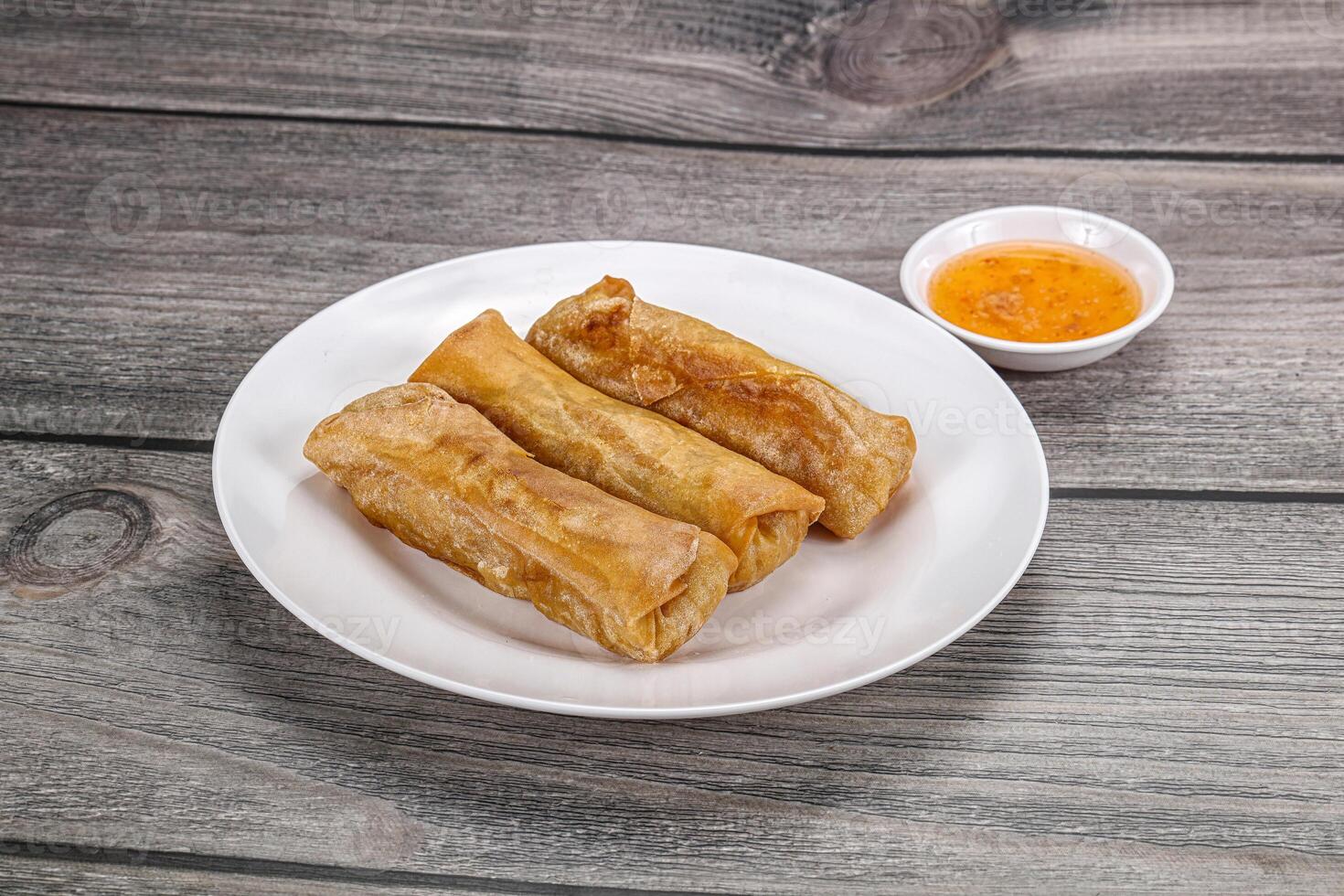 Traditional crispy fried stuffed springroll photo