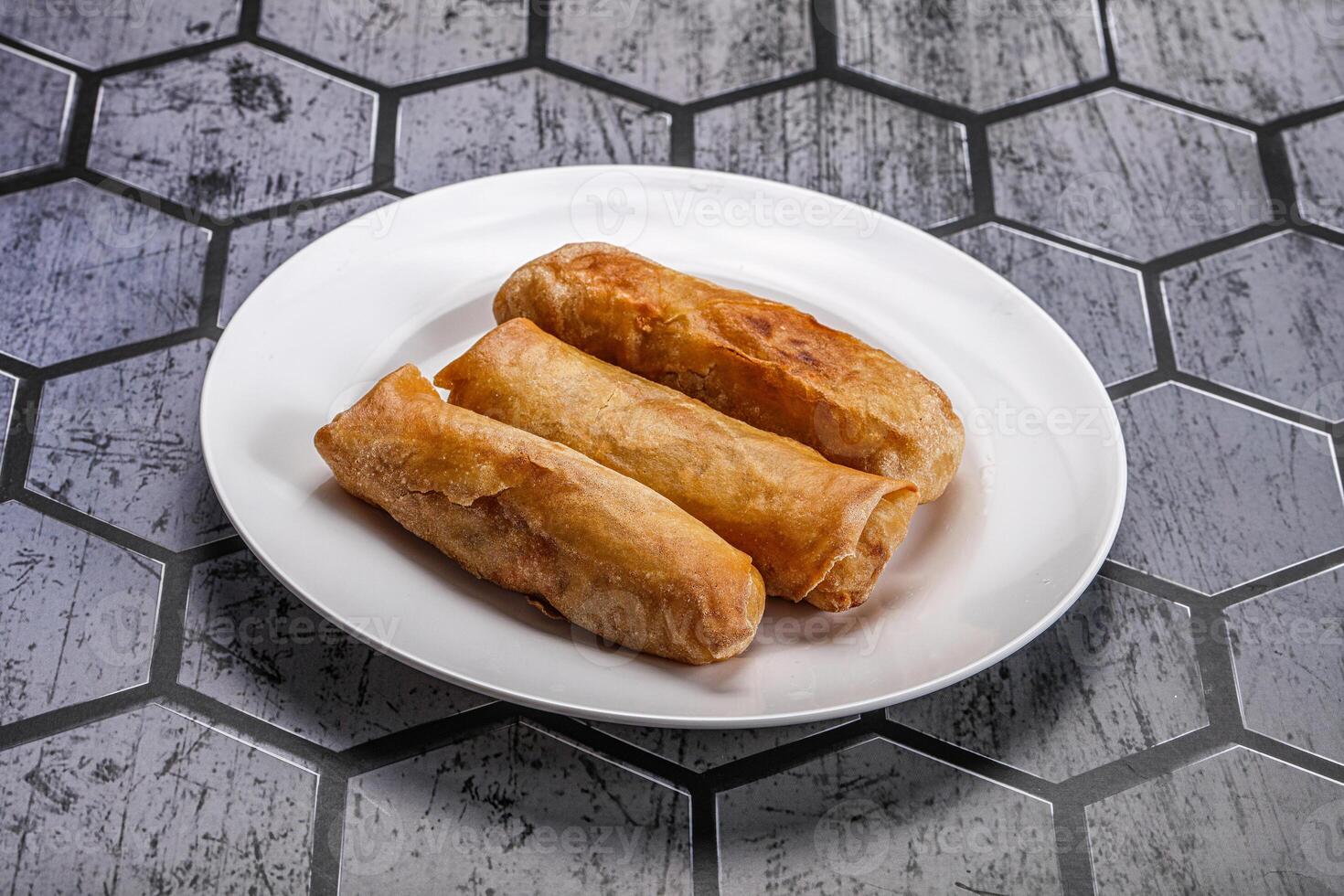 Traditional crispy fried stuffed springroll photo