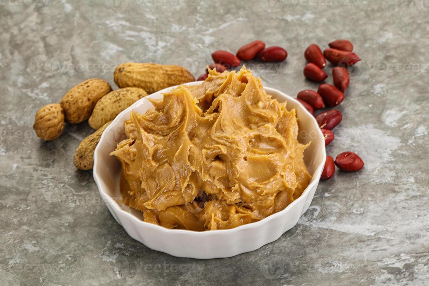 Peanut paste in the bowl photo