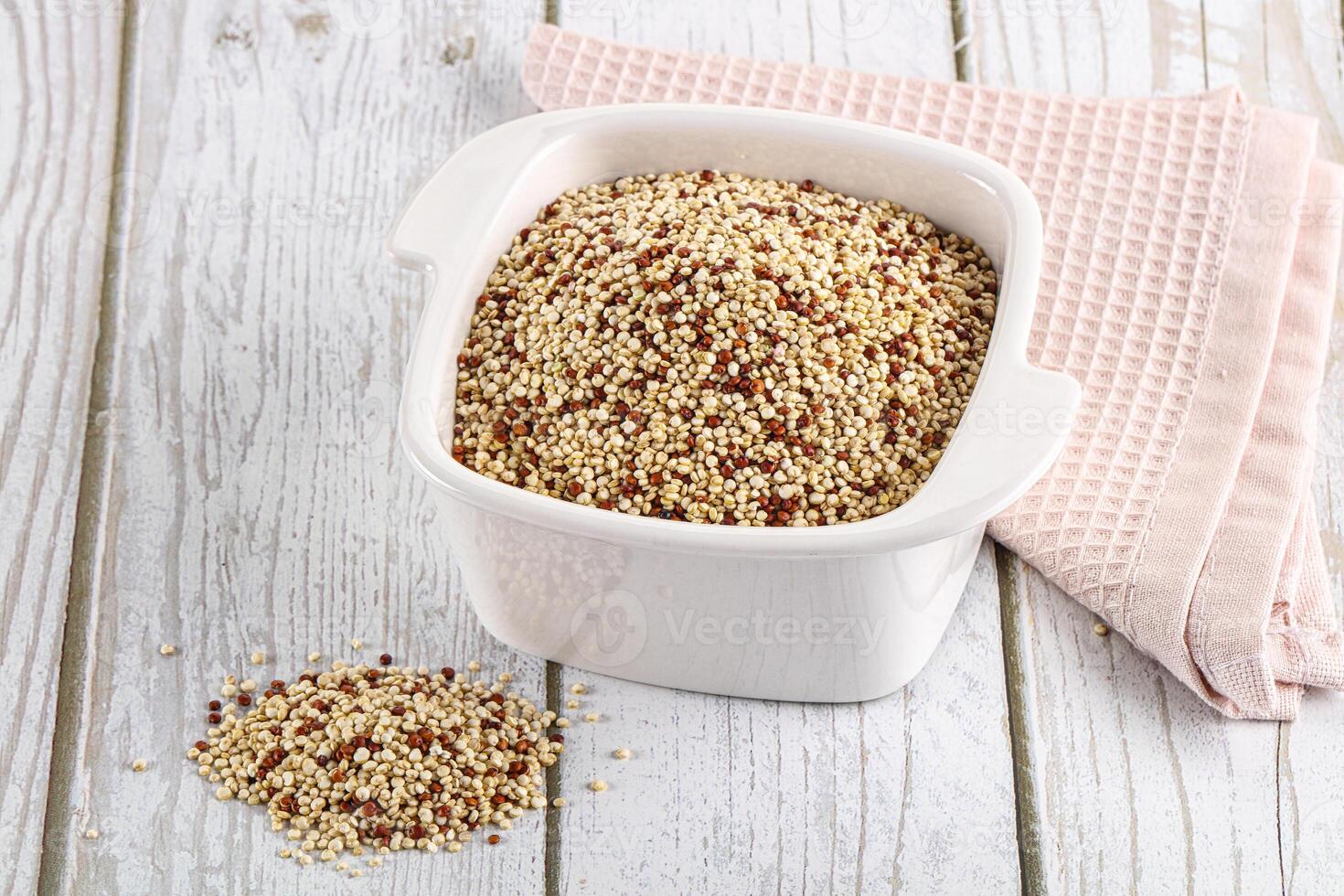 Raw dry quinoa cereal grain photo