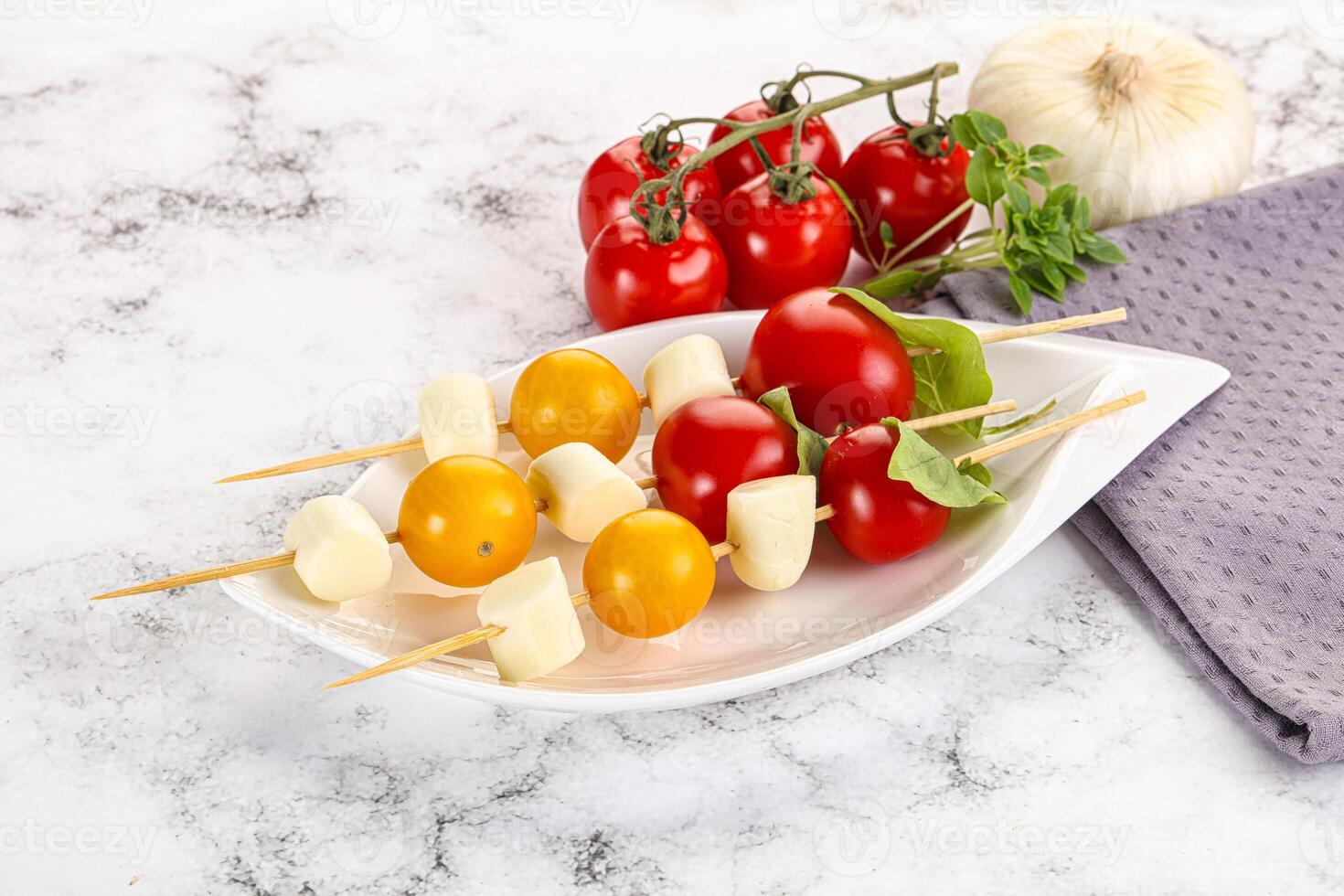 Italian caprese salad kebab stick photo