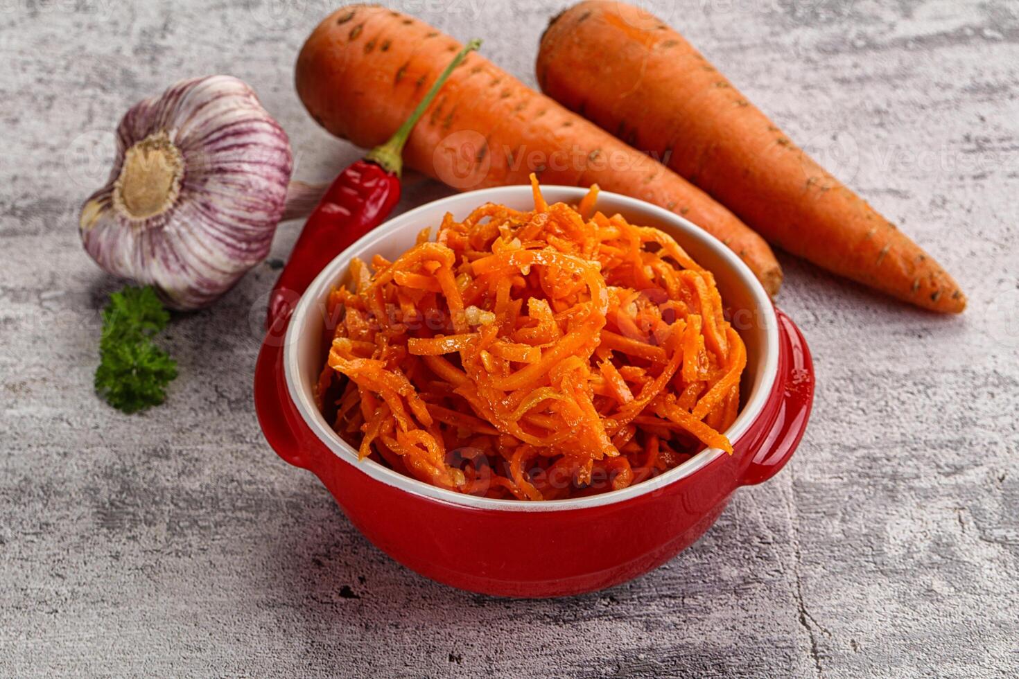 Korean carrot salad in the bowl photo