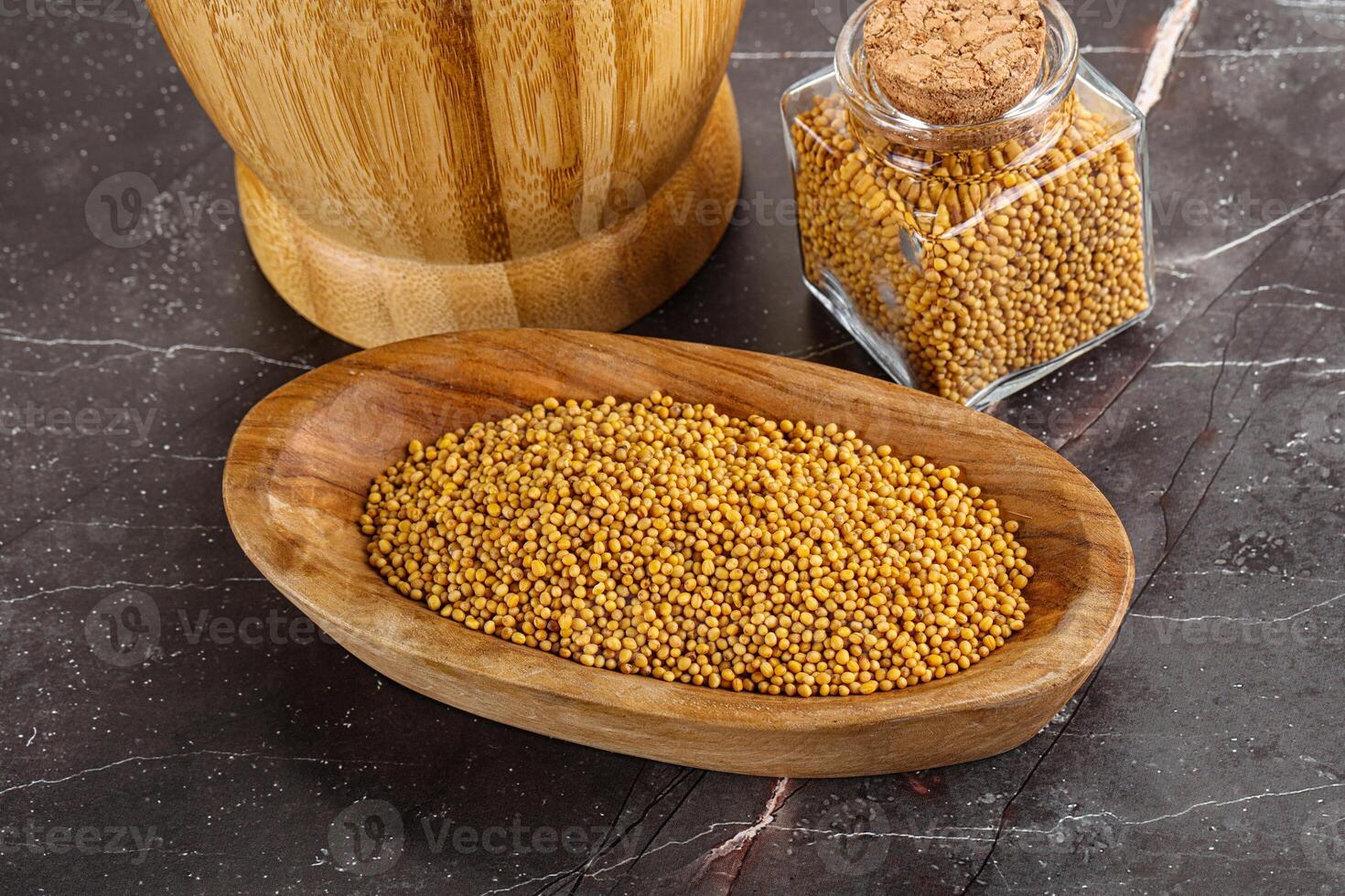 Mustard dry seeds in the bowl photo