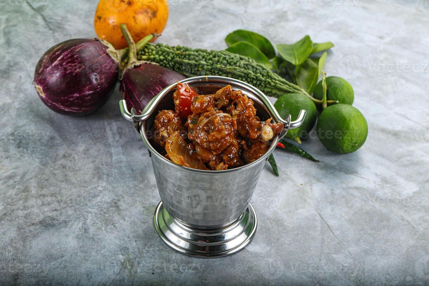 Asian cuisine - prawn in chili sauce photo