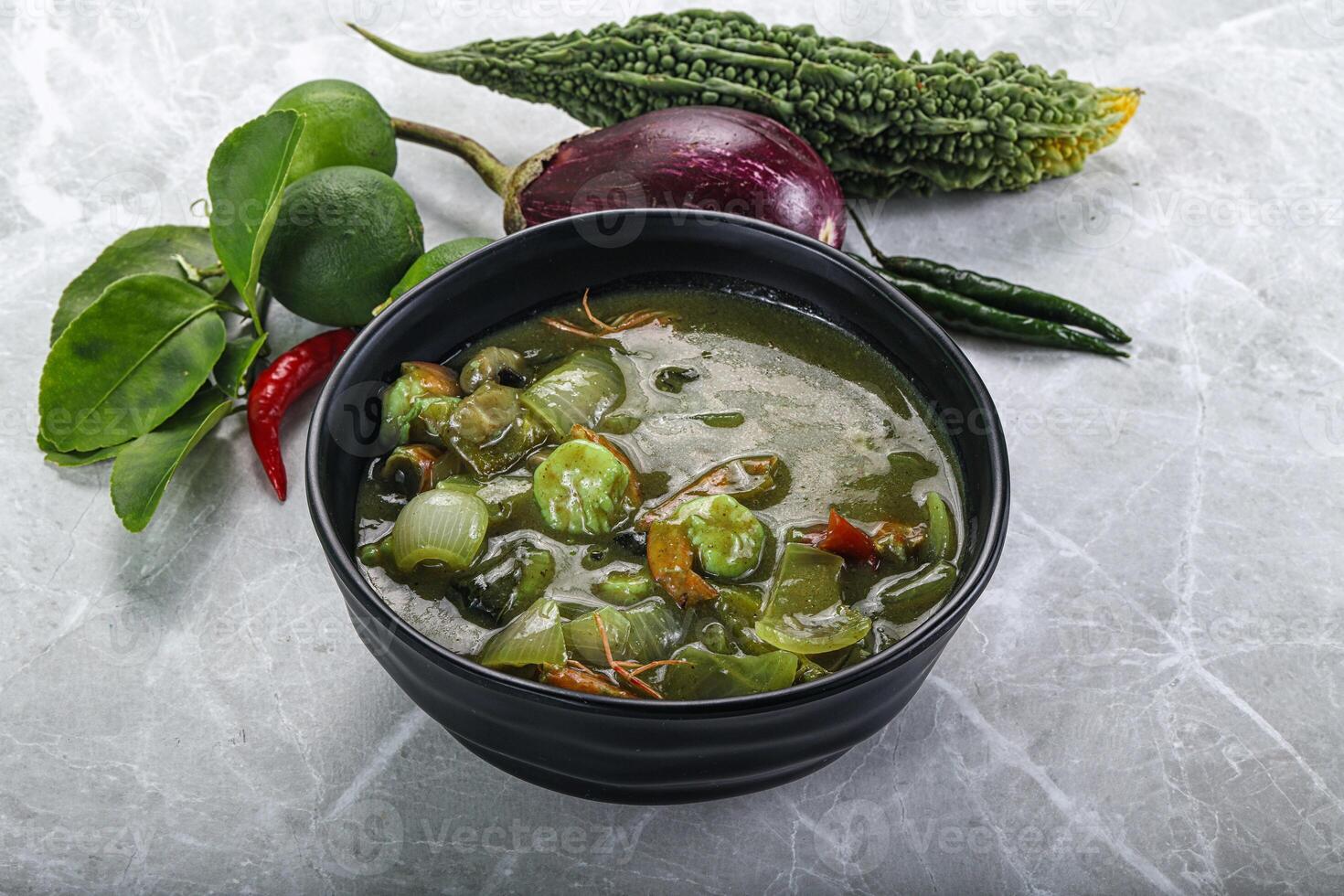 Thai green curry with prawn photo