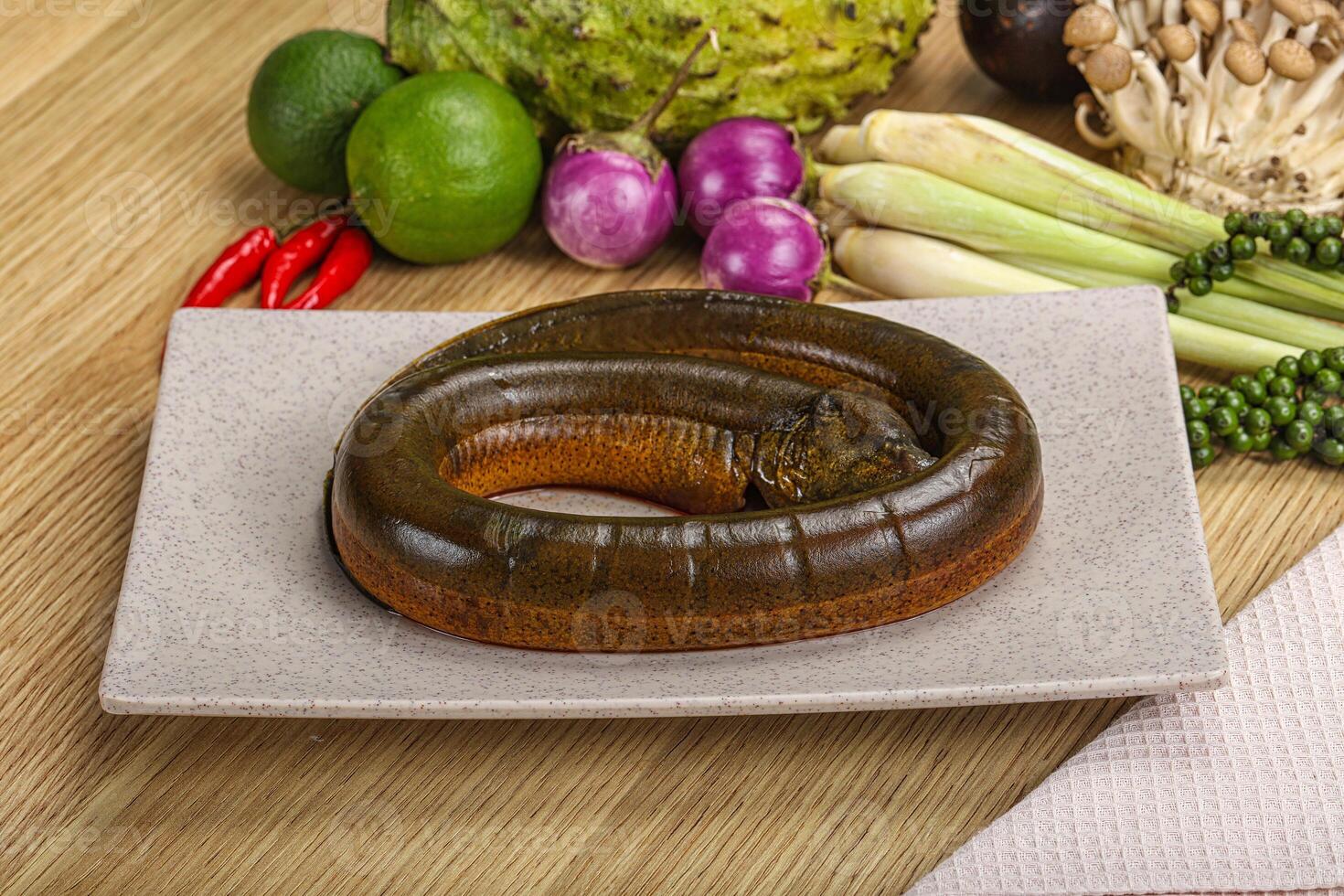 Fresh raw uncooked eel for grill photo