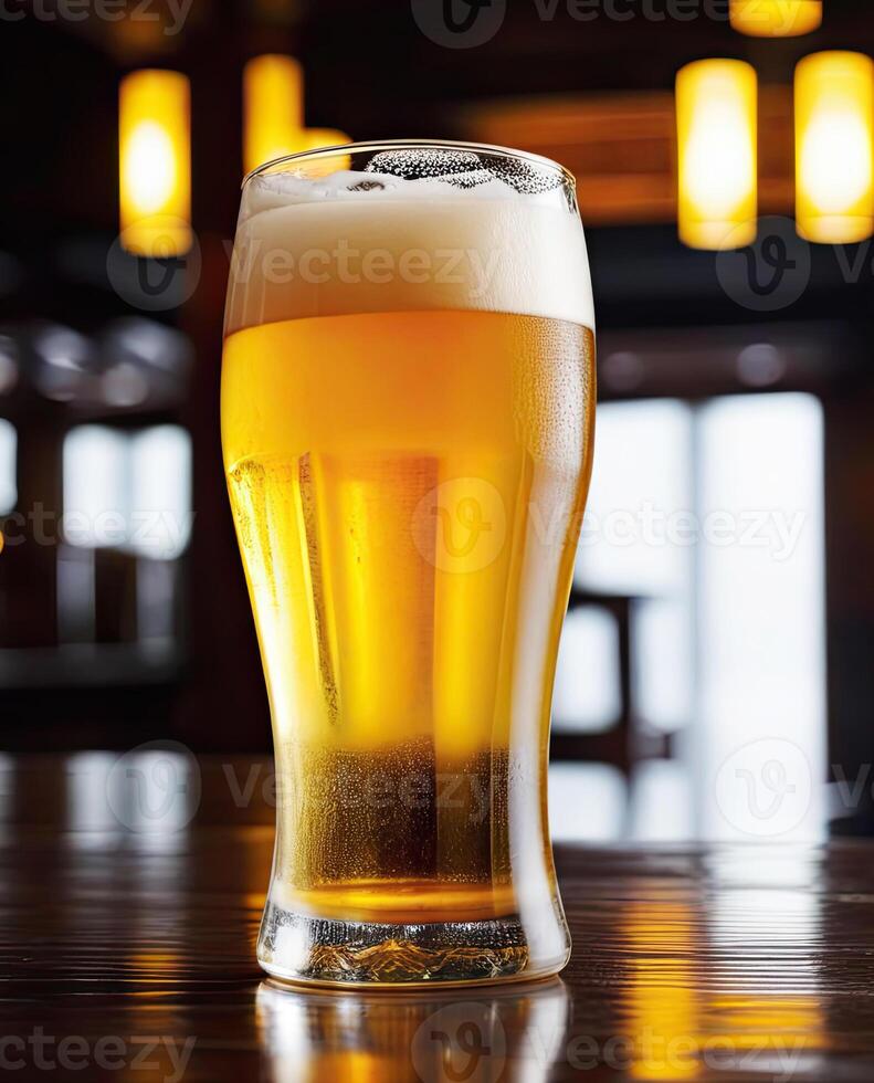 AI generated glass of fresh beer photo