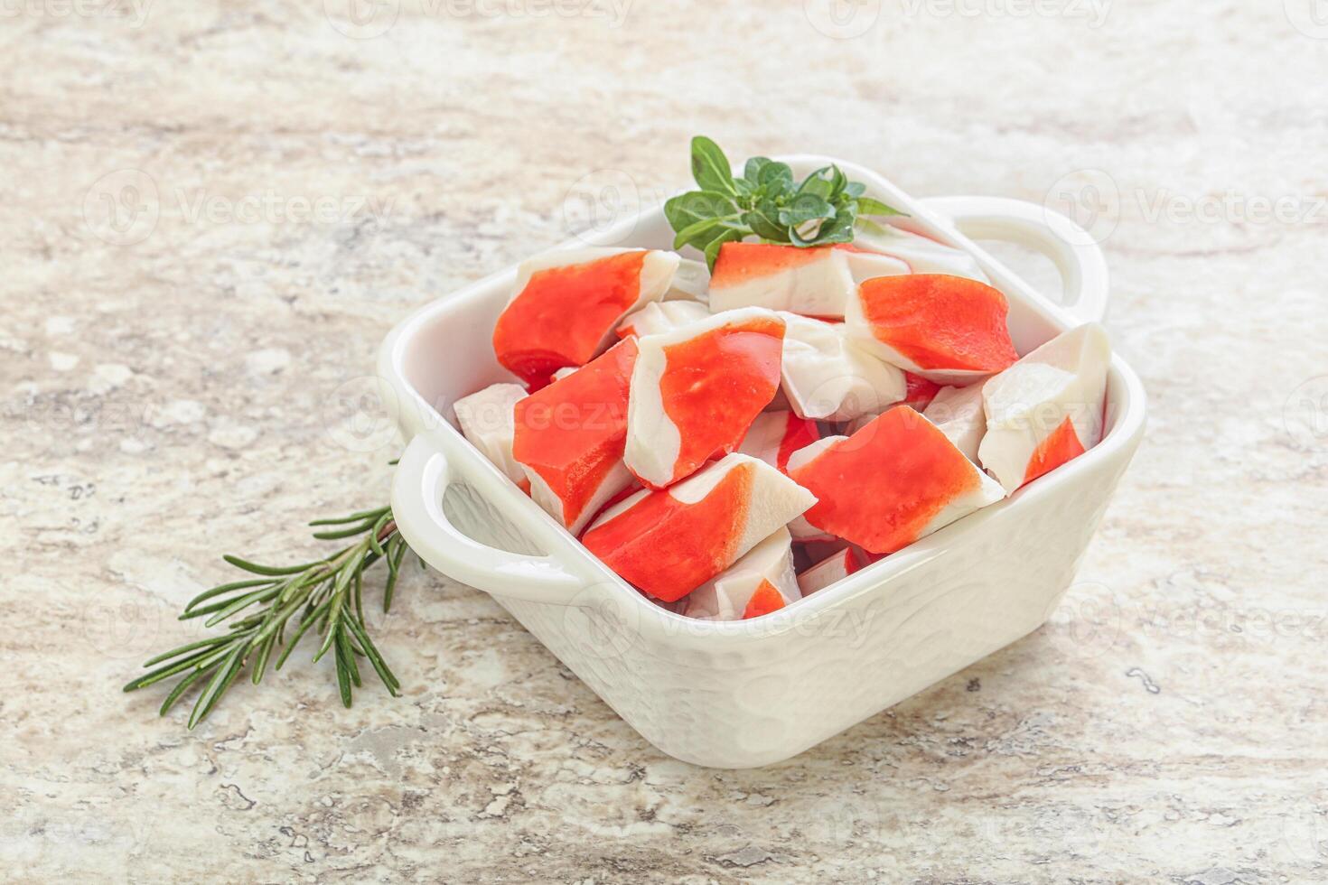Crab meat surimi in the bowl photo