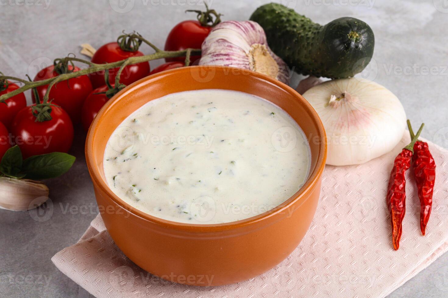 Traditional delicious appetizer greek tzatziki photo