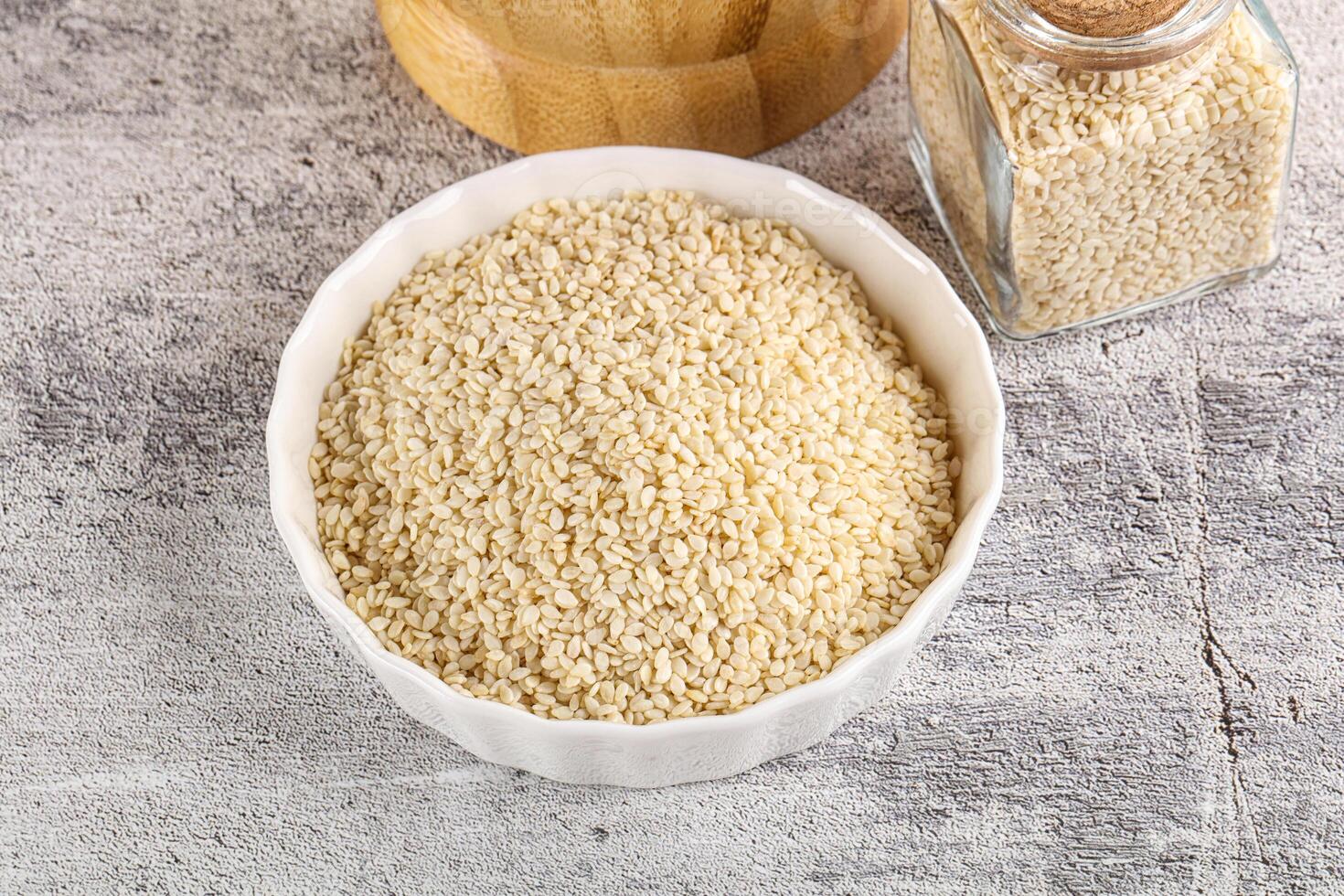 Sesame seeds heap in the bowl photo