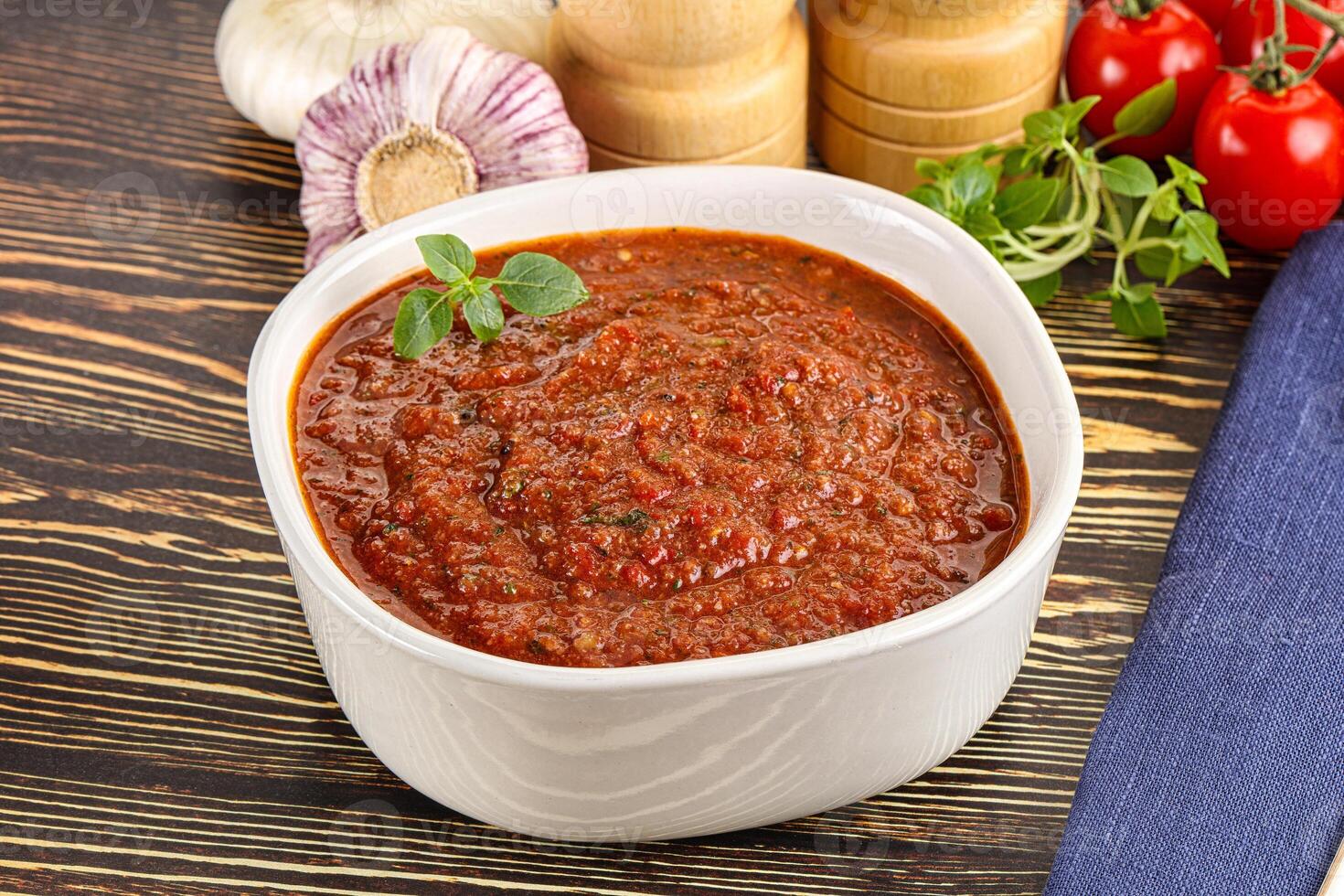 Spanish traditional gazpacho tomato soup photo