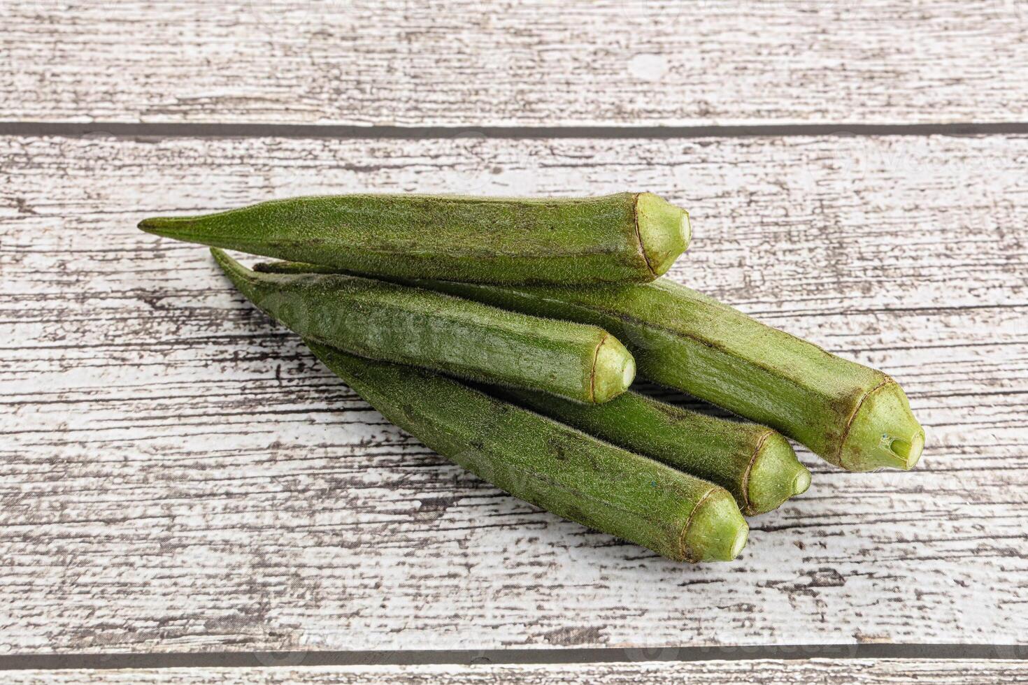 Natural organic raw green okra photo