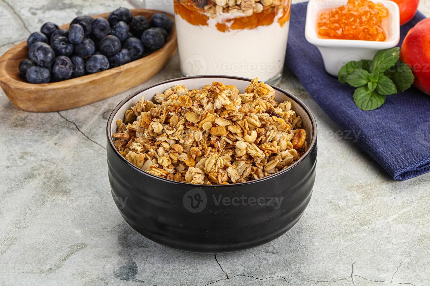 Granola museli cereal for breakfast photo