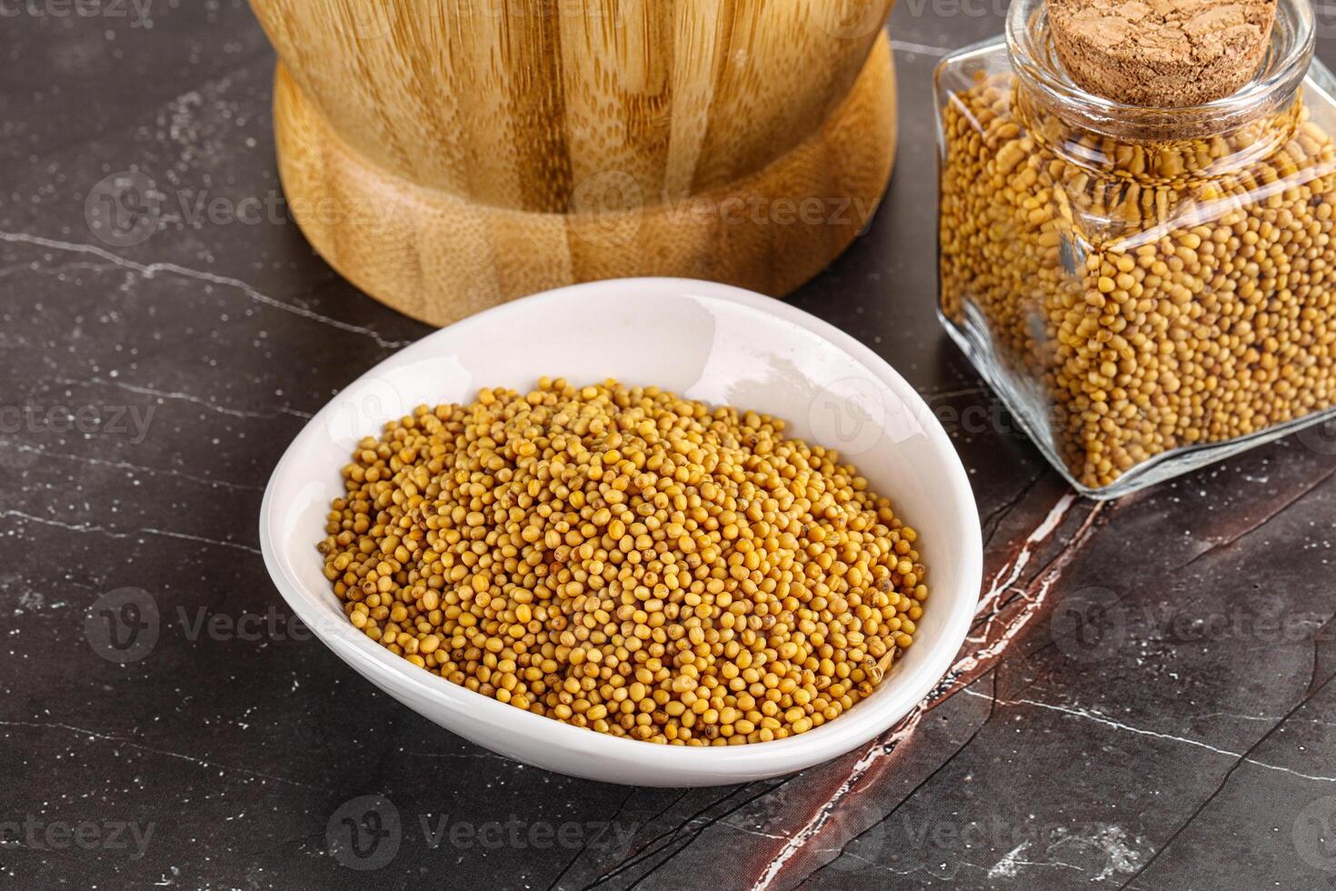 Mustard dry seeds in the bowl photo