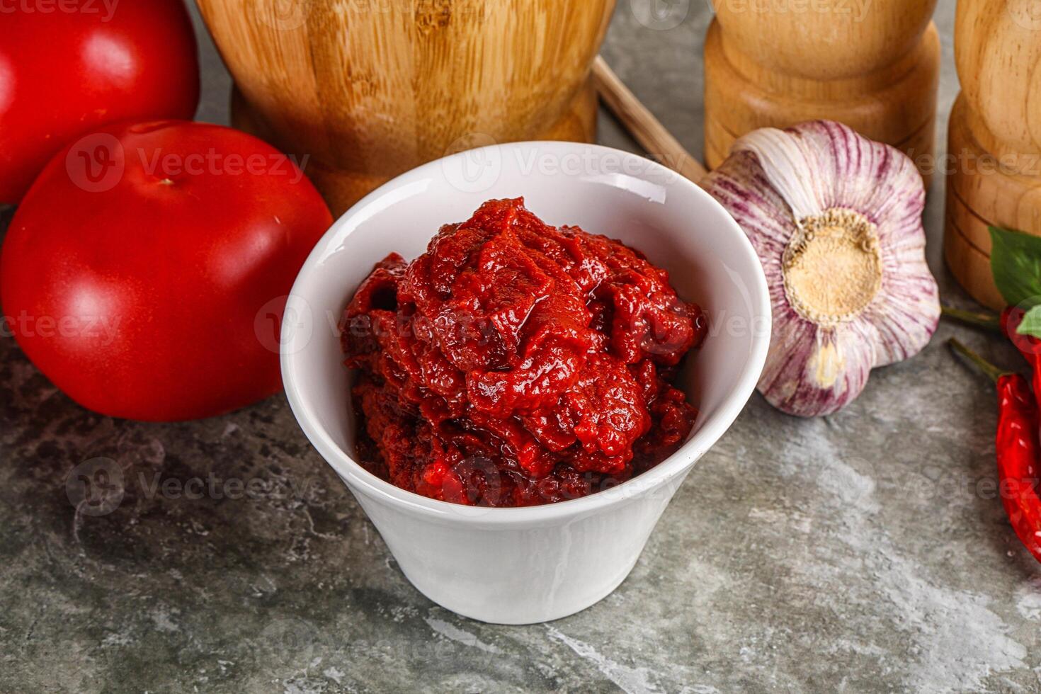 Natural organic red tomato paste photo