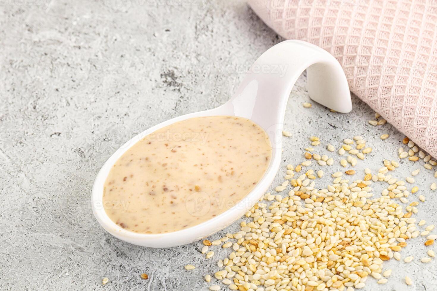 Sesame sauce in the bowl photo