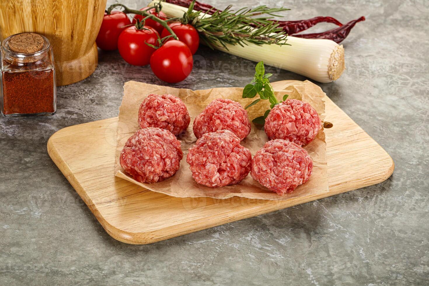 Raw beef meatball minced meat photo