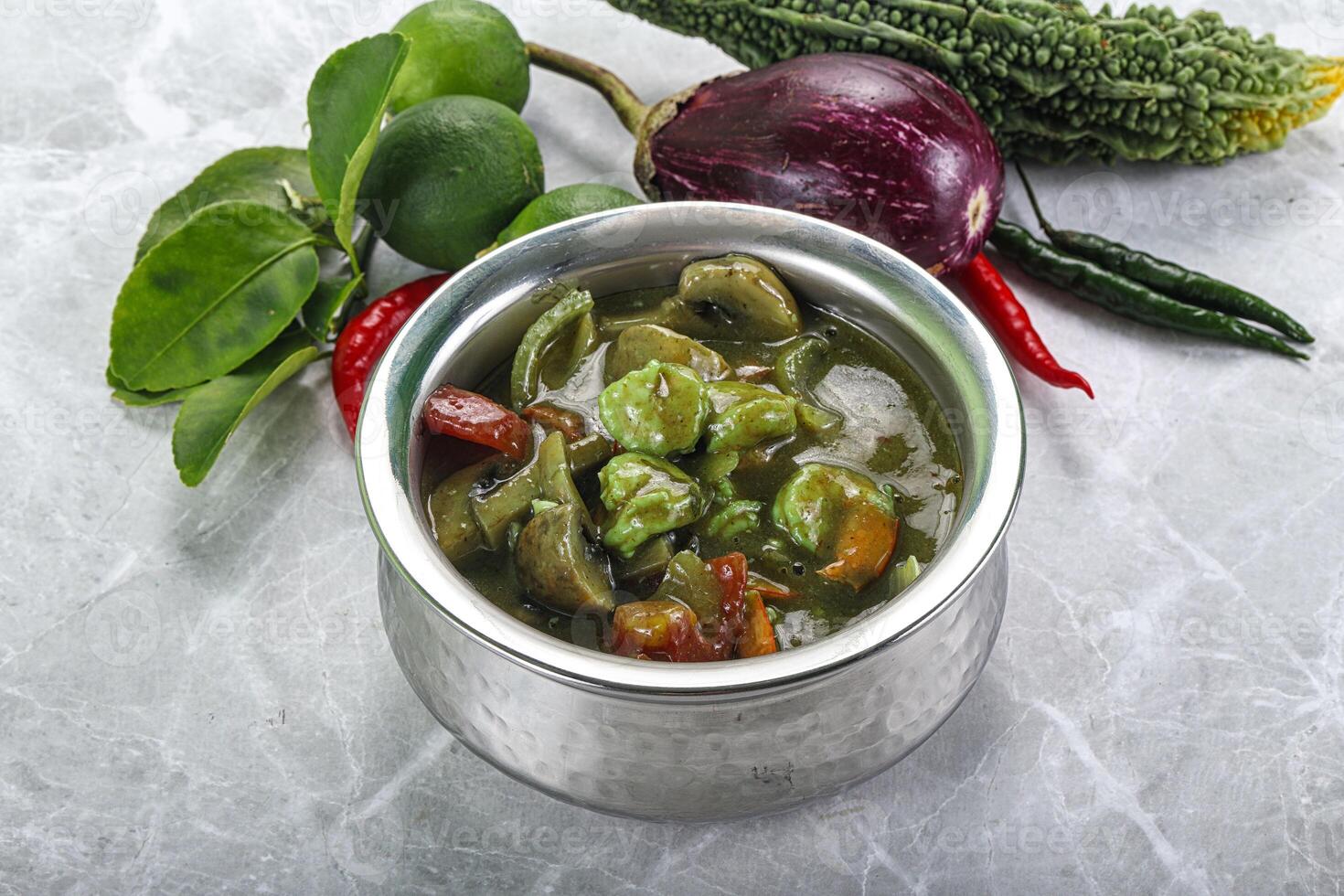 Thai green curry with prawn photo