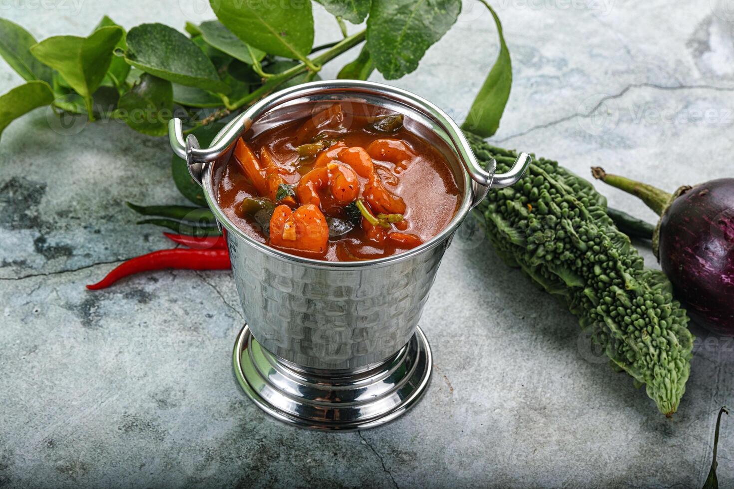 Thai red curry with prawn photo