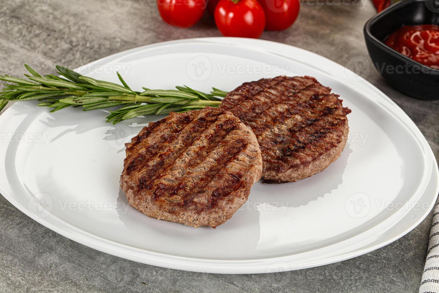 Grilled two beef burger cutlet photo