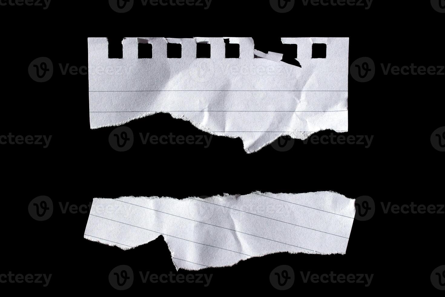 Torn paper, ripped lined notebook paper photo