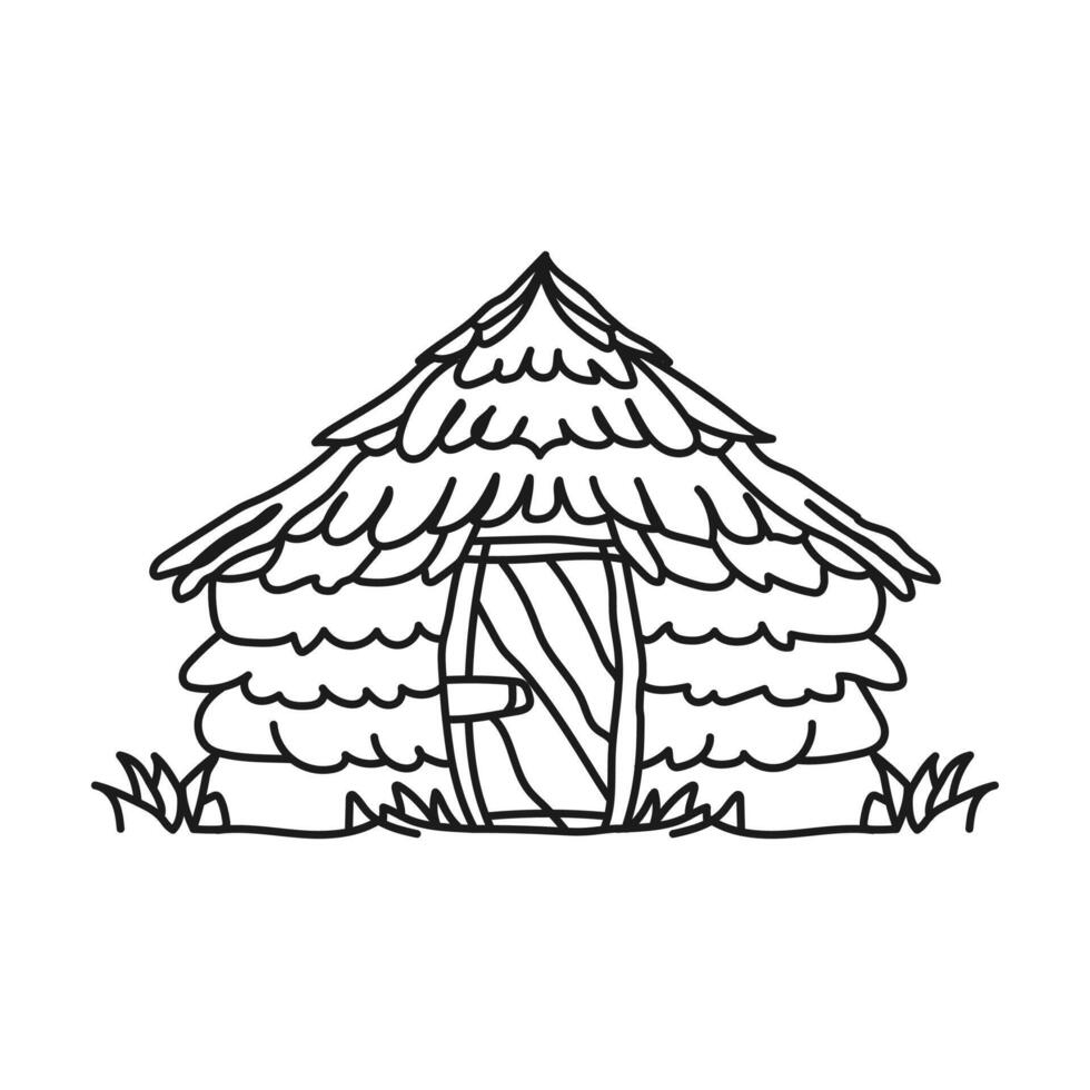 Line art The Hut doodle art vector