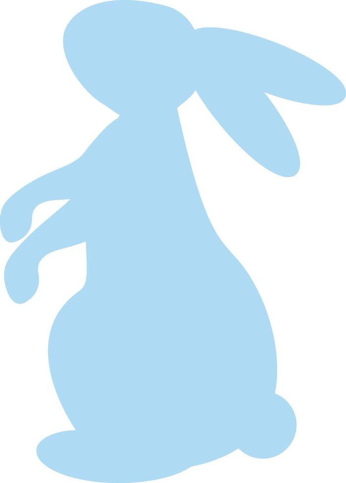 Easter bunny silhouette. Sitting rabbit silhouette in blue color vector