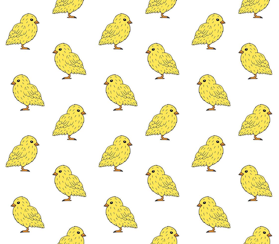 Vector seamless pattern of hand drawn baby chicks