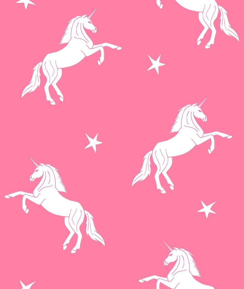 Vector seamless pattern of hand drawn unicorn