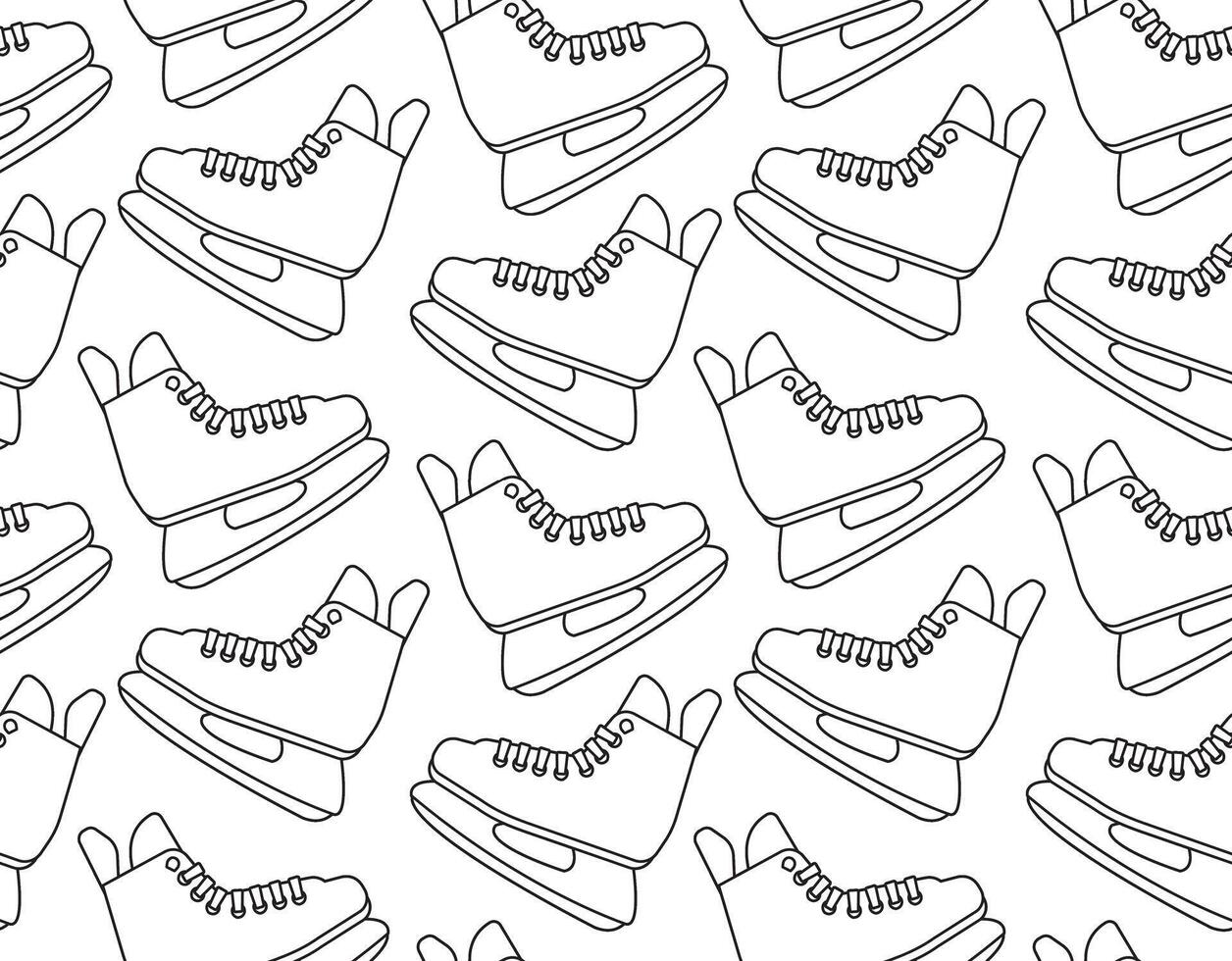 Vector seamless pattern of flat hockey ice skates