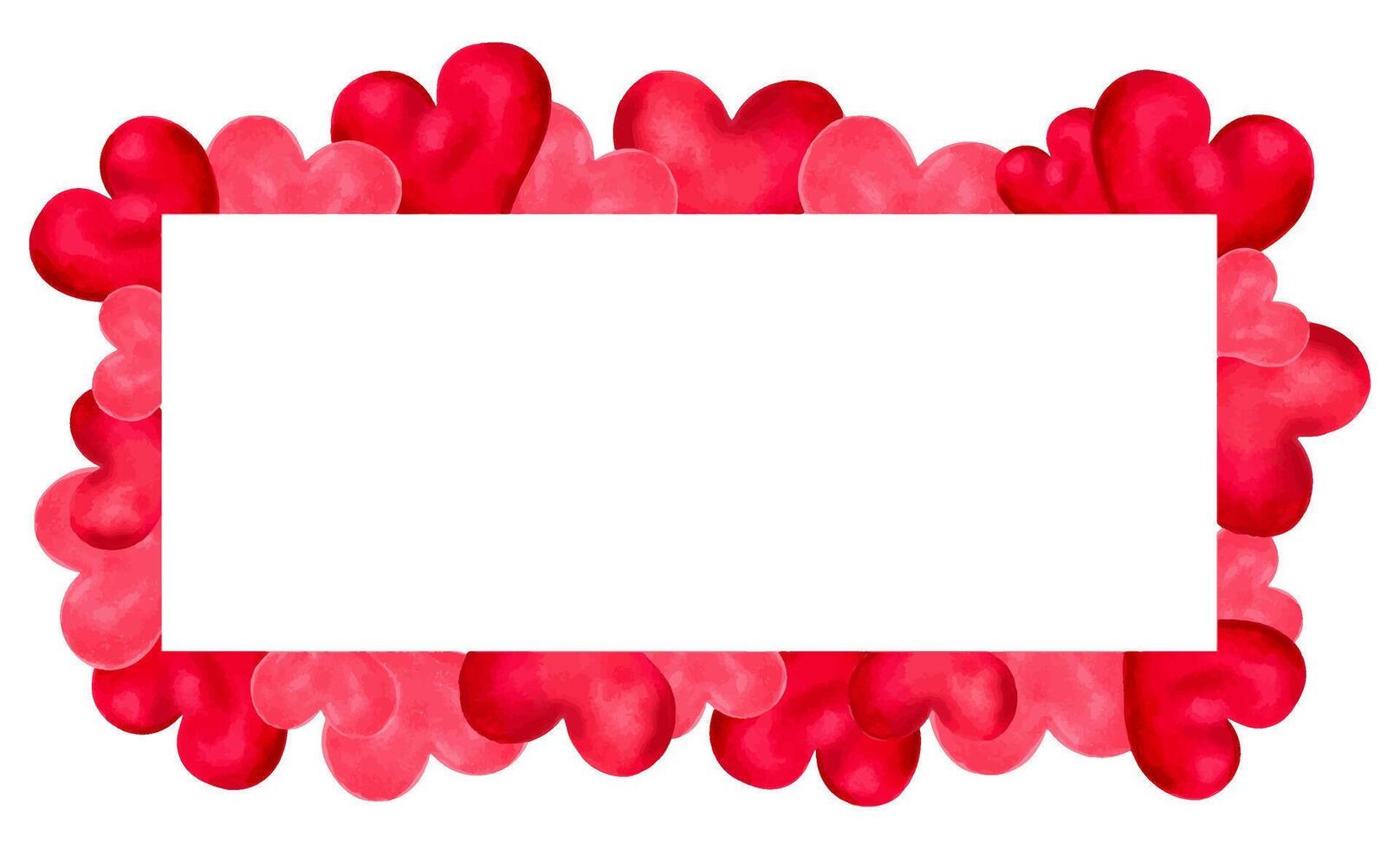 Valentine's day frame with place for text.Rectangular template made of pink,red hearts.Banner for design decoration for mother's day,friends,girlfriends,singles day. vector