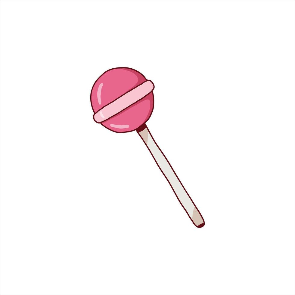Pink Lollipop Illustration on a White Background Emphasizing Simplicity and Sweetness vector