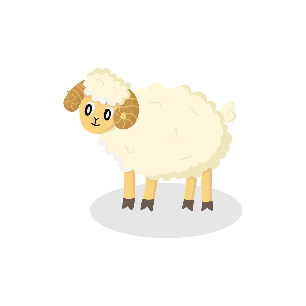 Cute Illustrated Ram Standing Alone on a Plain White Background vector