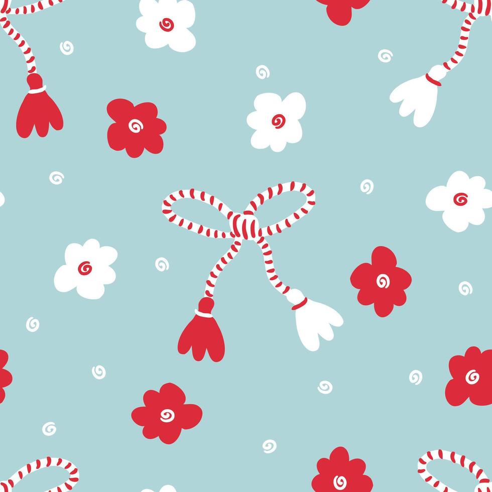 Martisor vector seamless pattern for March 1st day of spring. Print for paper, textile and fabric. Perfect surface design.