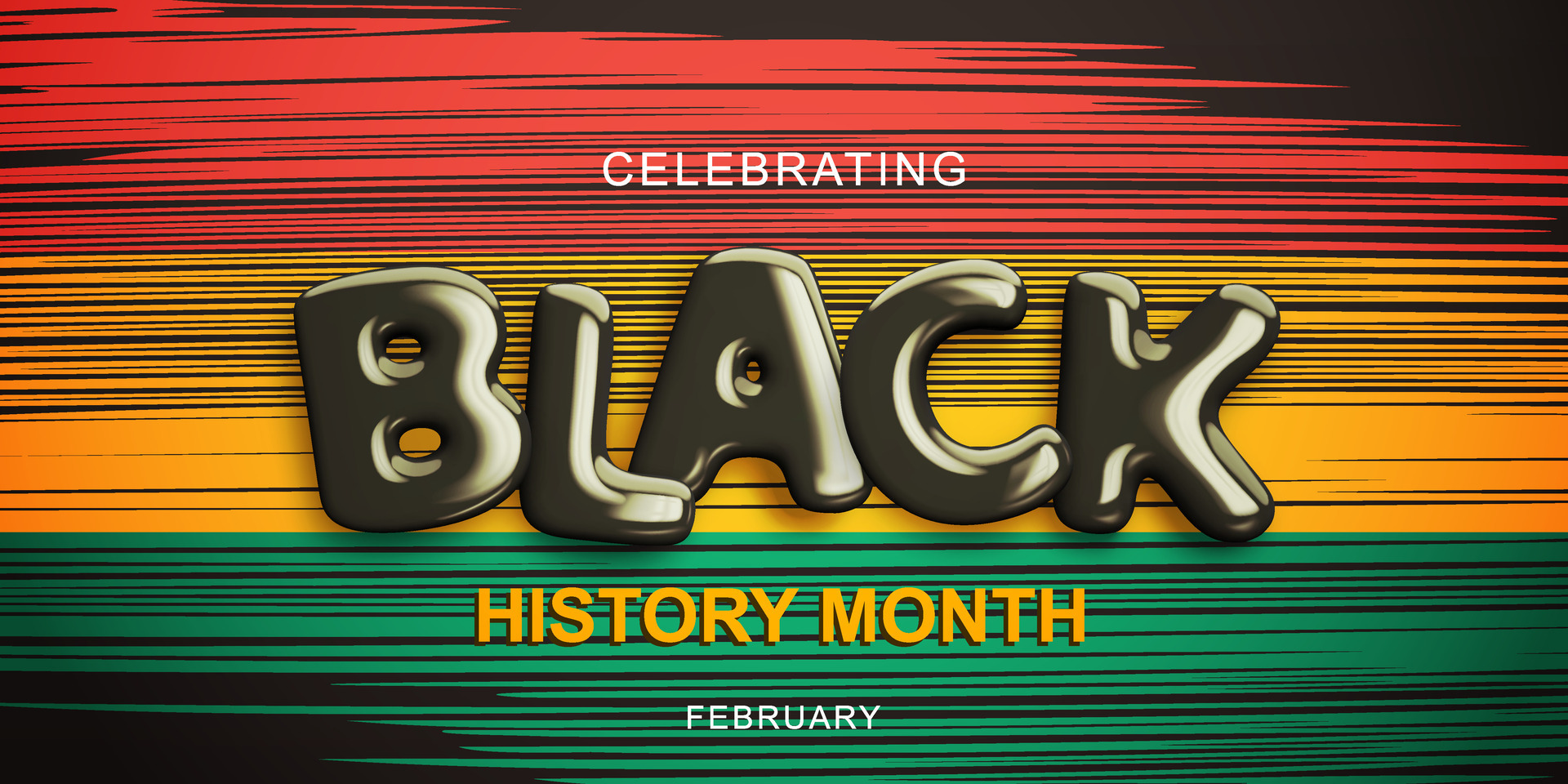 Black history month. Banner with realistic glossy 3d text on red