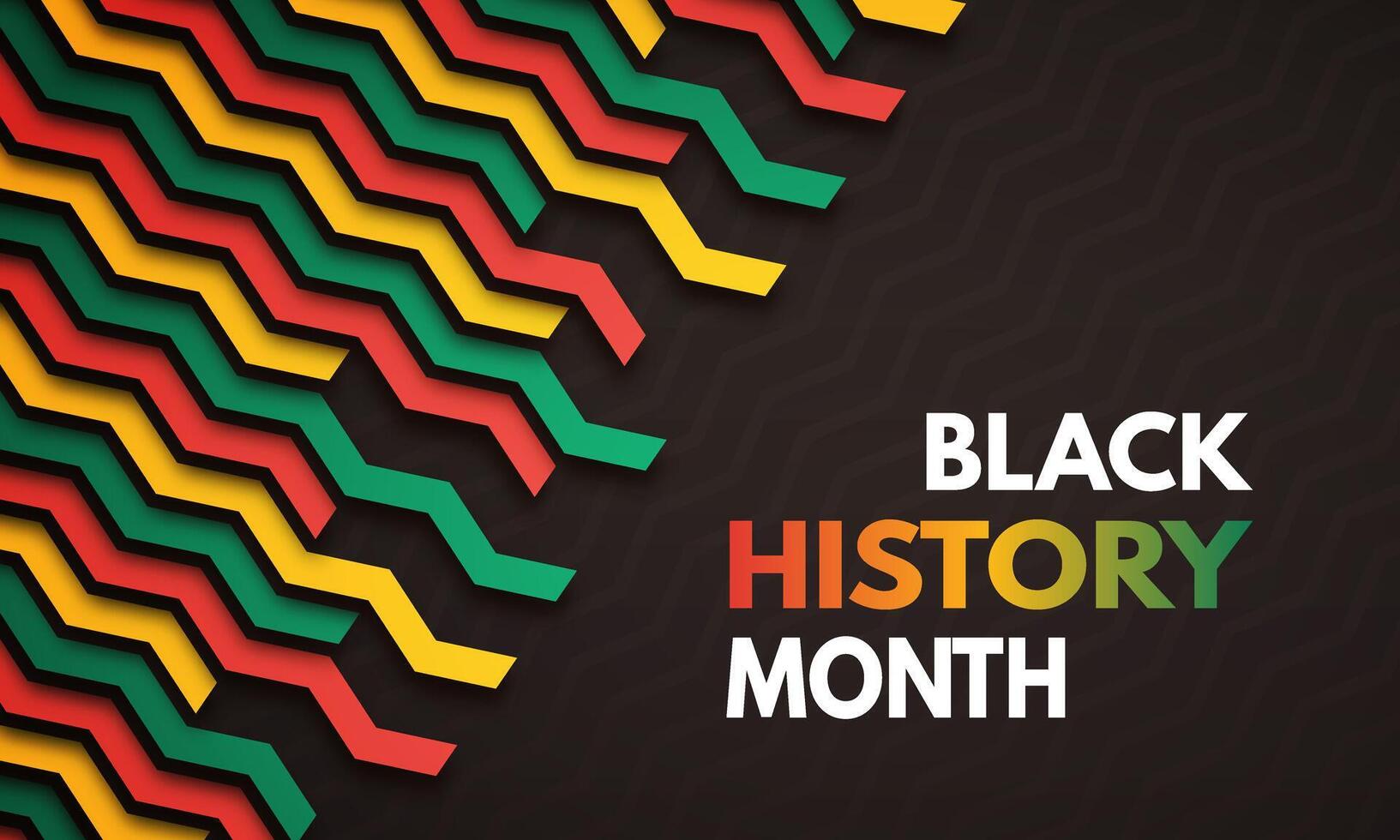 Black history month. Banner with zigzag in red, gold and green colors of the Pan-African flag. African American history month celebration concept for flyer, card and poster. Vector illustration