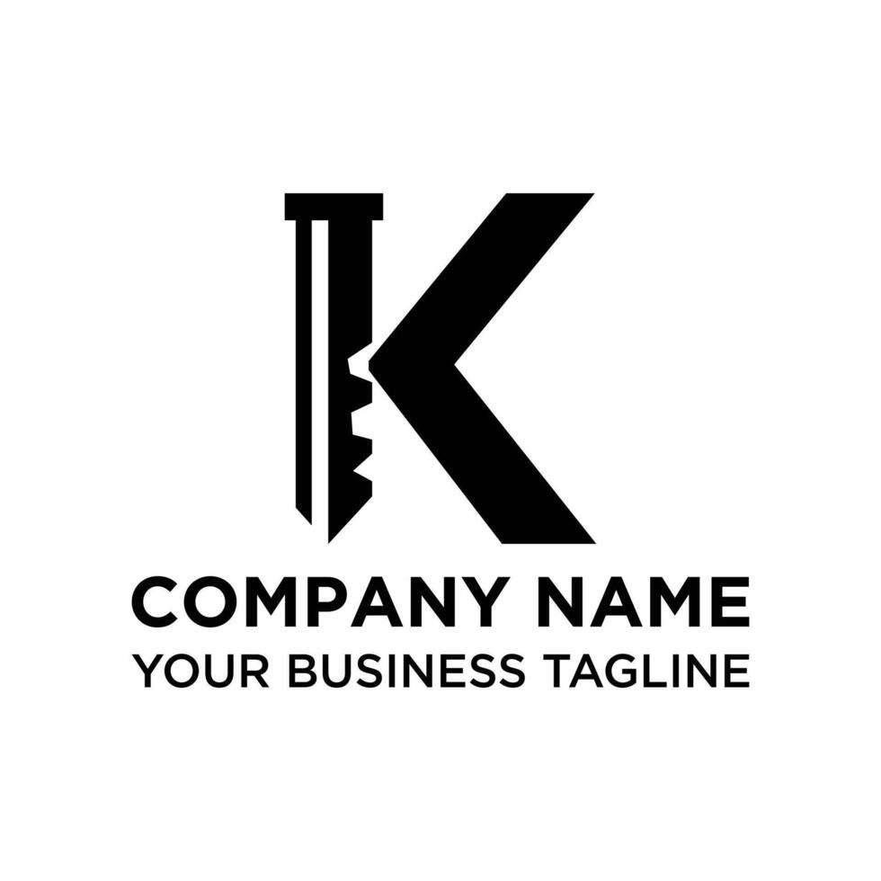 Letter K Key logo design vector