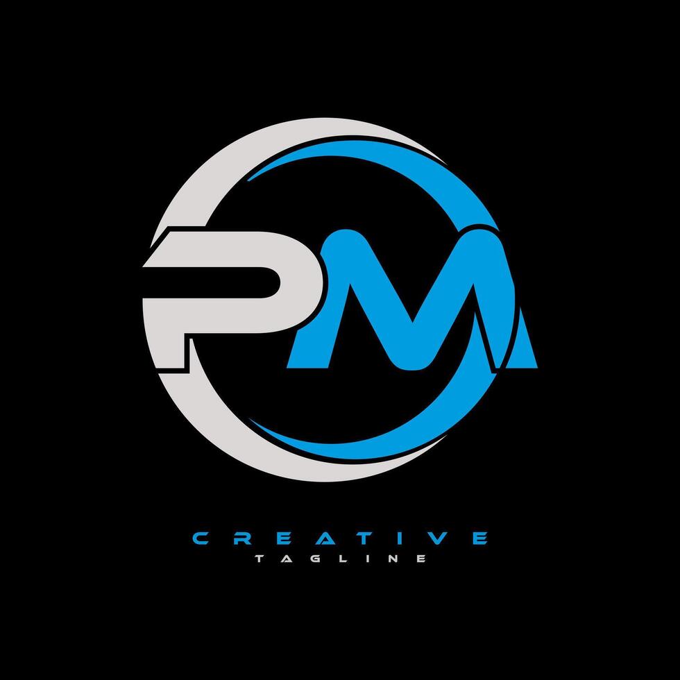 PM letter logo design on black background. PM creative initials letter logo concept. PM letter design. Pro Vector