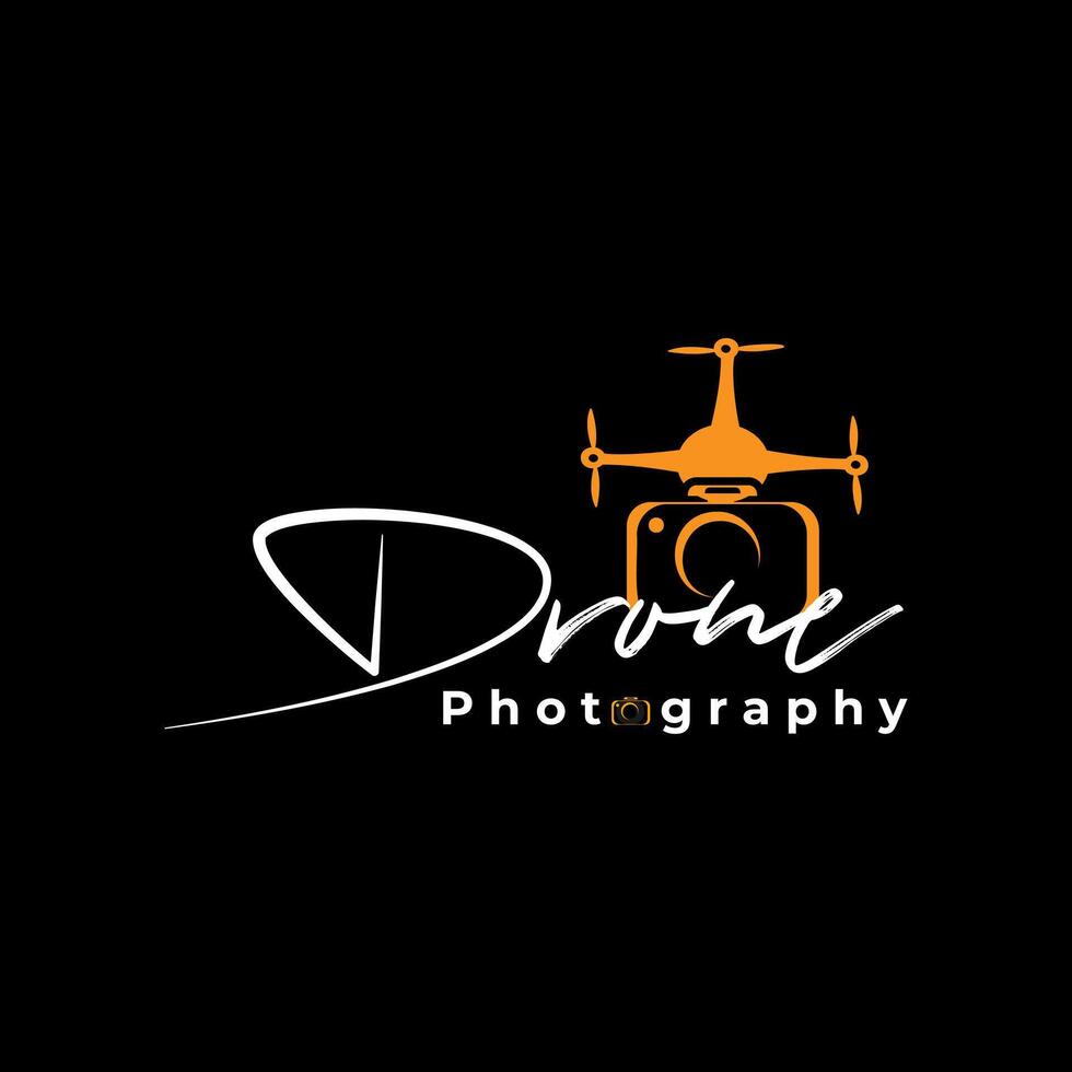 Drone Photography logo ,minimalist flying drone logo perspective view from below, Signechar logo design. pro vector