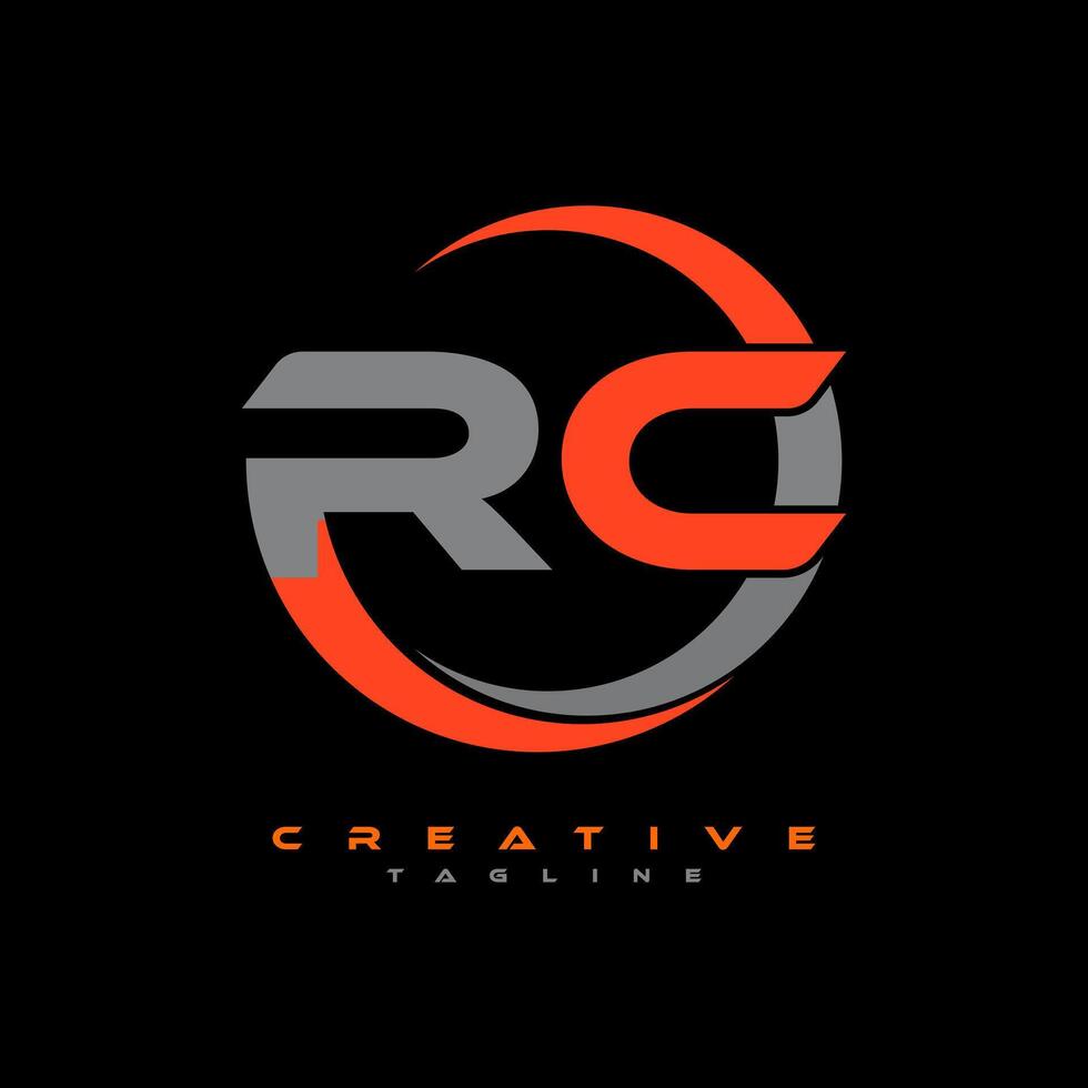 RC letter logo design on black background. RC creative initials letter logo concept. RC letter design. Pro Vector